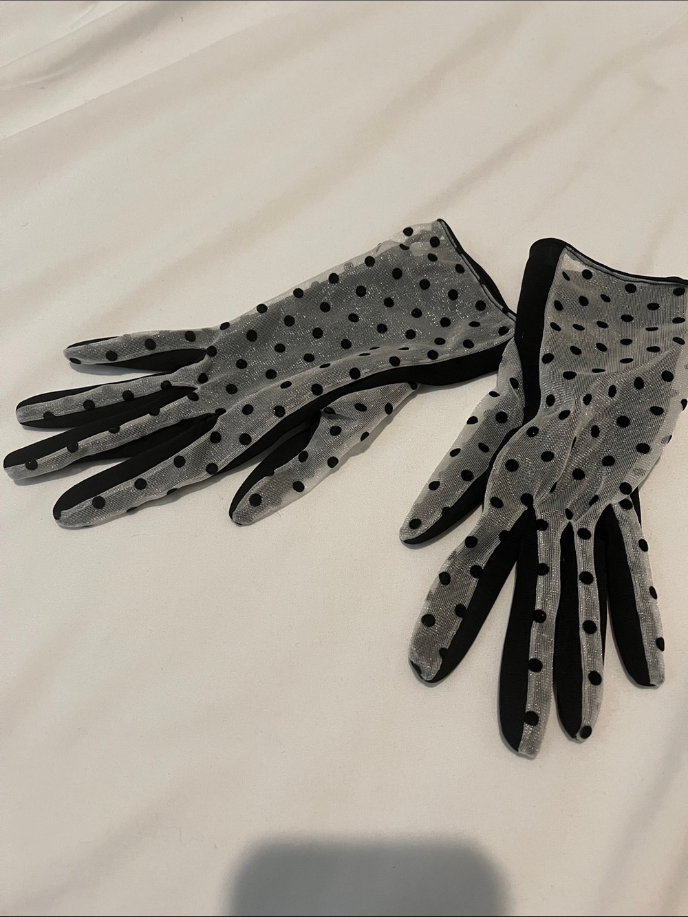 Polka Dot Sheer Gloves - Black and Gray
